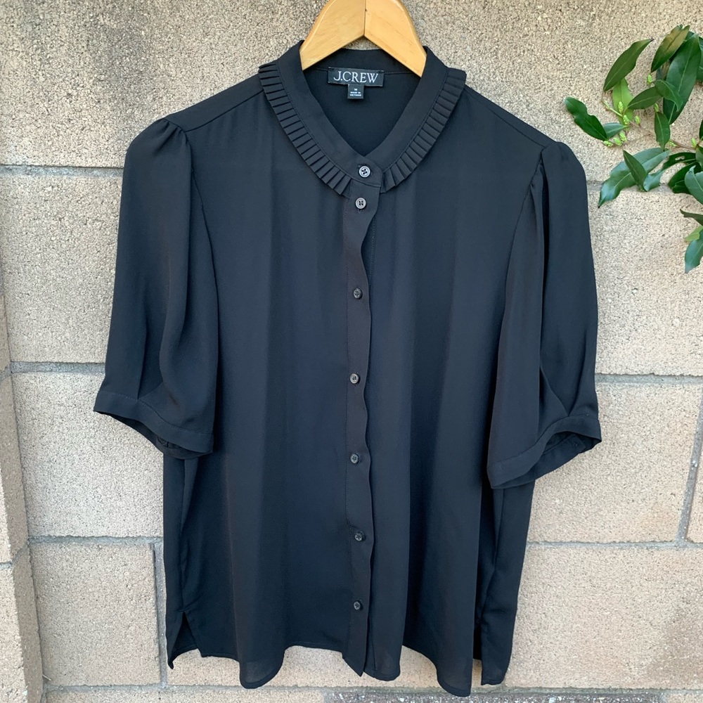 J. Crew Drapey Button-Up Blouse in Black